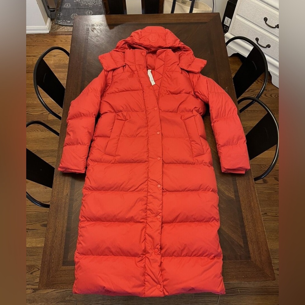 Lululemon Wunder Puff Jacket Size 6 Long Parka Coat Red 43in